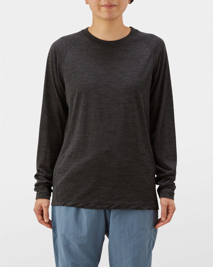 山と道 100% Merino Light Long Sleeve M グレー 100% Merino Light Long Sleeve C | Yamatomichi U.L. HIKE & BACKPACKING