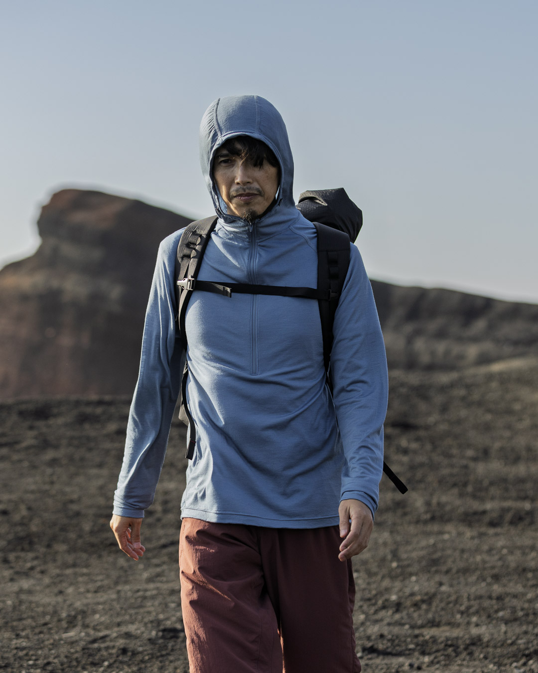 100% Light Merino Half Zip Hoody | 山と道 U.L. HIKE & BACKPACKING